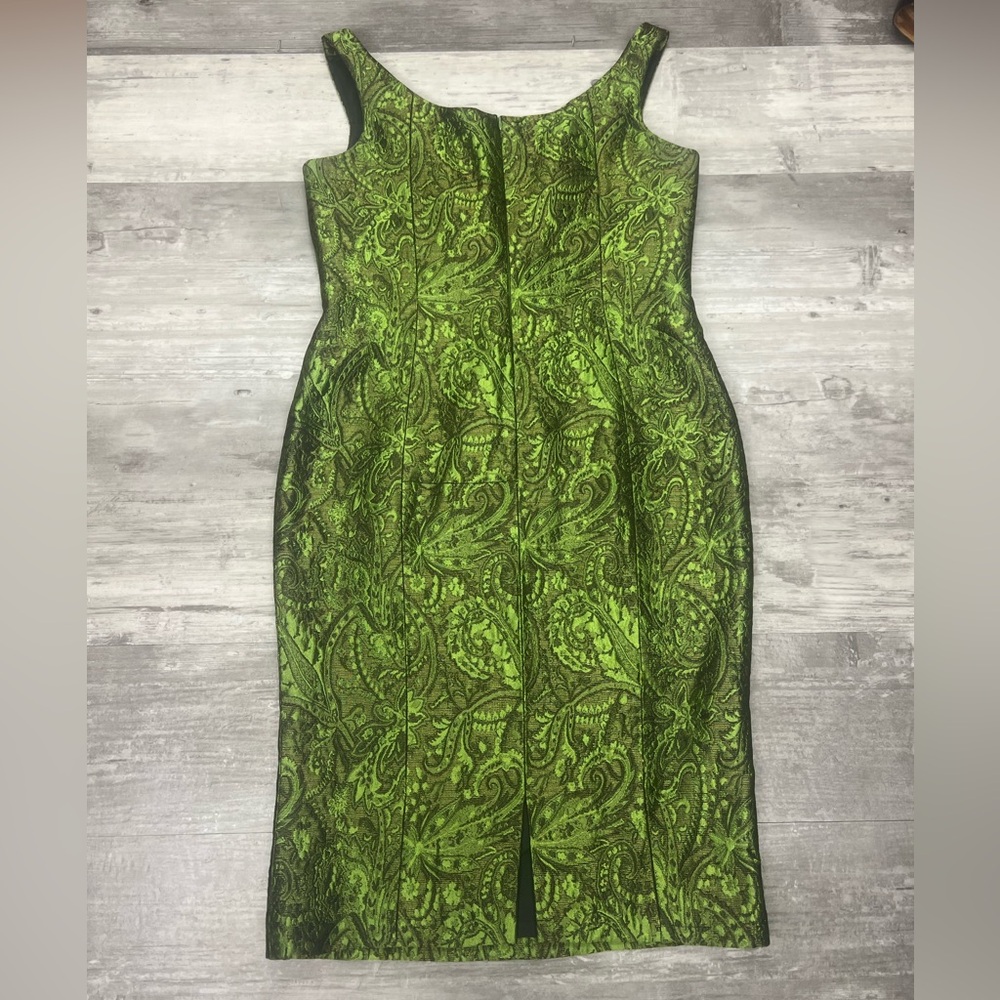 Escada Couture Green Paisley Silk Dress 40 - Picture 3 of 7